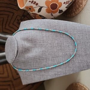 NWOT Native American Navajo 3mm 18" Navajo Pearls & Turquoise Bead Necklace 🩵🎁